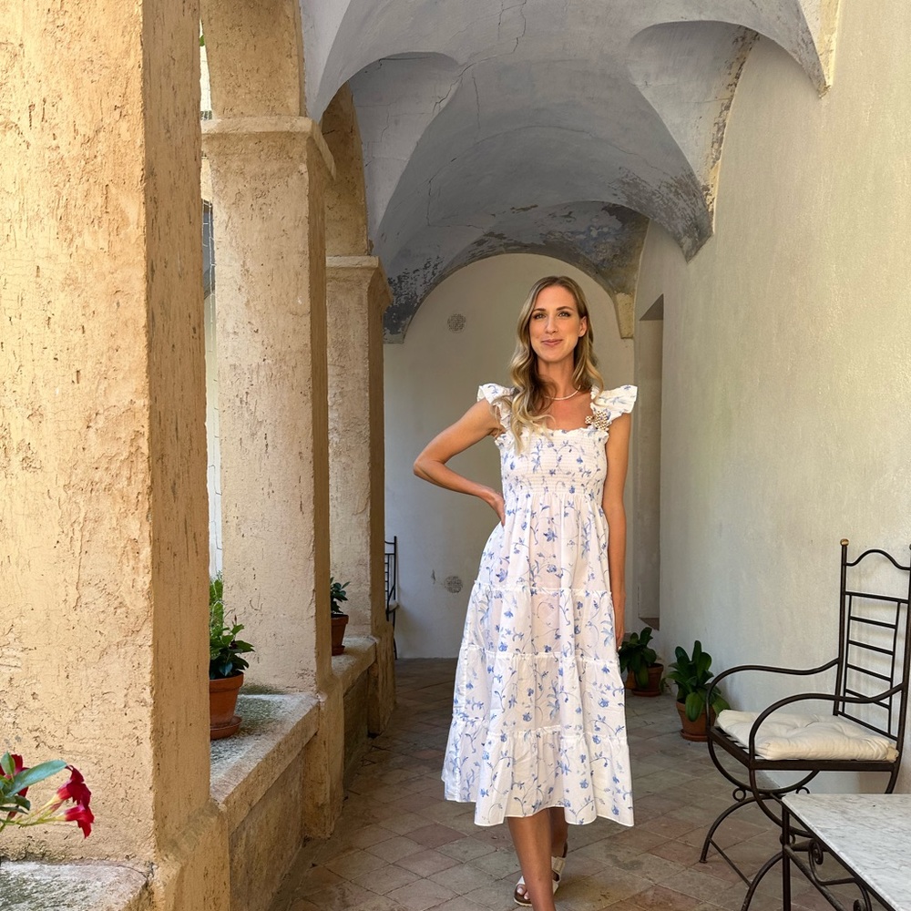 Blue botanical nap dress (brand new)